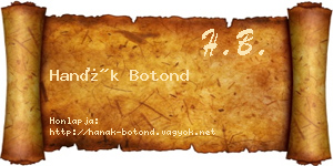 Hanák Botond névjegykártya